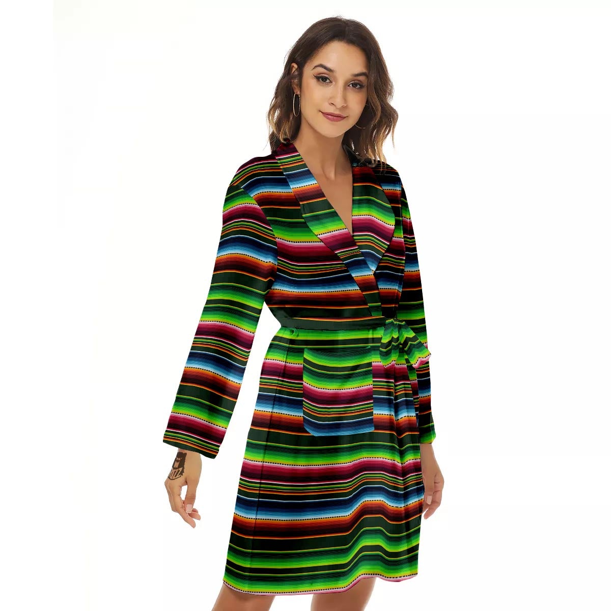 Blanket Tribal Mexican Print Pattern Women's Robe-grizzshop
