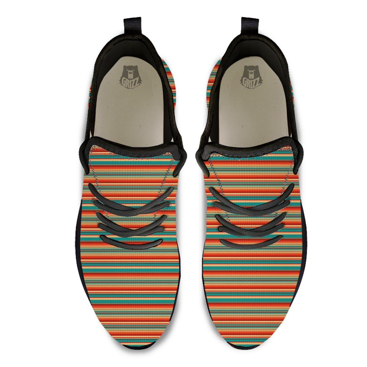 Blanket Tribal Serape Print Pattern Black Athletic Shoes-grizzshop