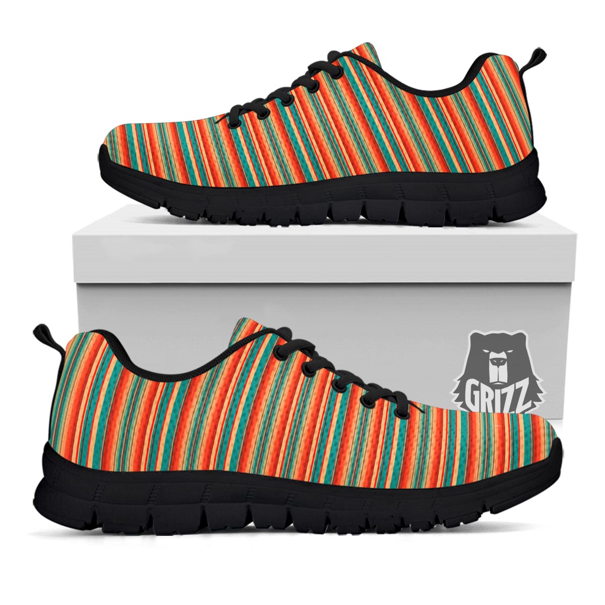 Blanket Tribal Serape Print Pattern Black Sneaker-grizzshop