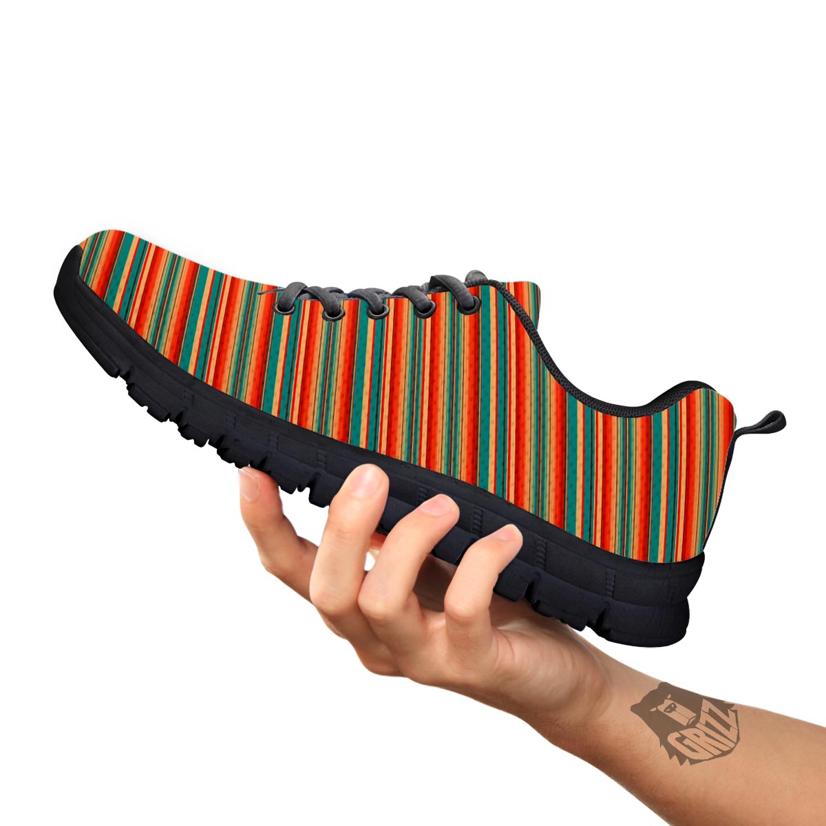 Blanket Tribal Serape Print Pattern Black Sneaker-grizzshop