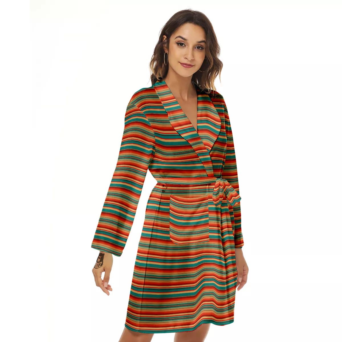 Blanket Tribal Serape Print Pattern Women's Robe-grizzshop