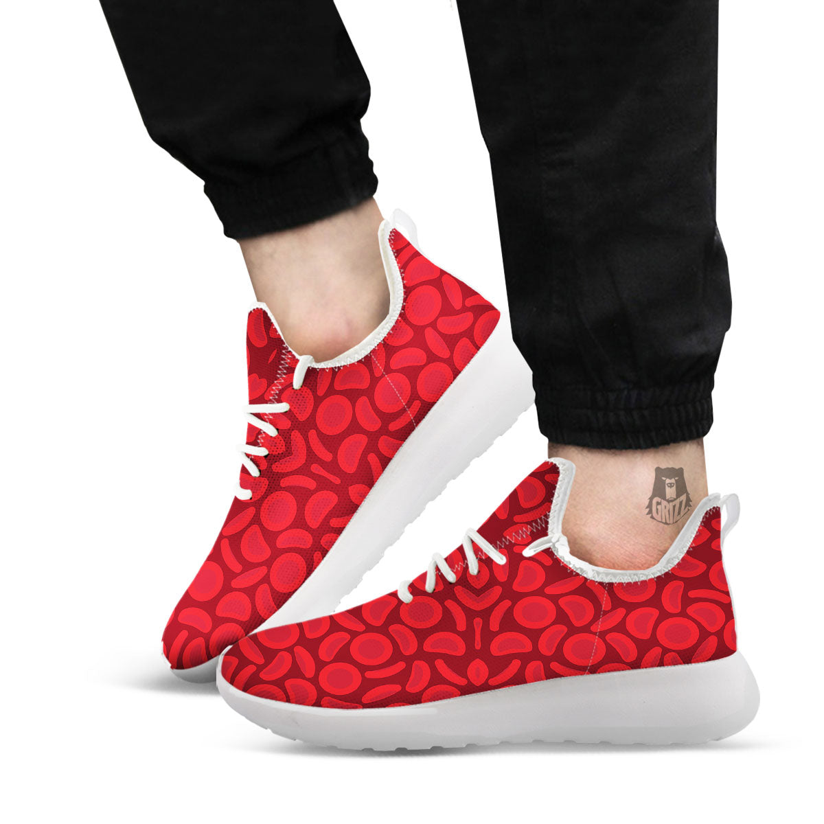 Blood Cells Red Print Pattern White Athletic Shoes-grizzshop