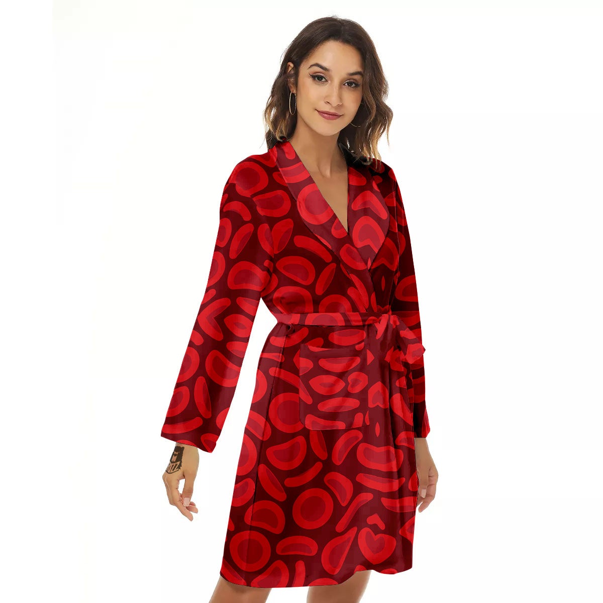 Blood Cells Red Print Pattern Women's Robe-grizzshop
