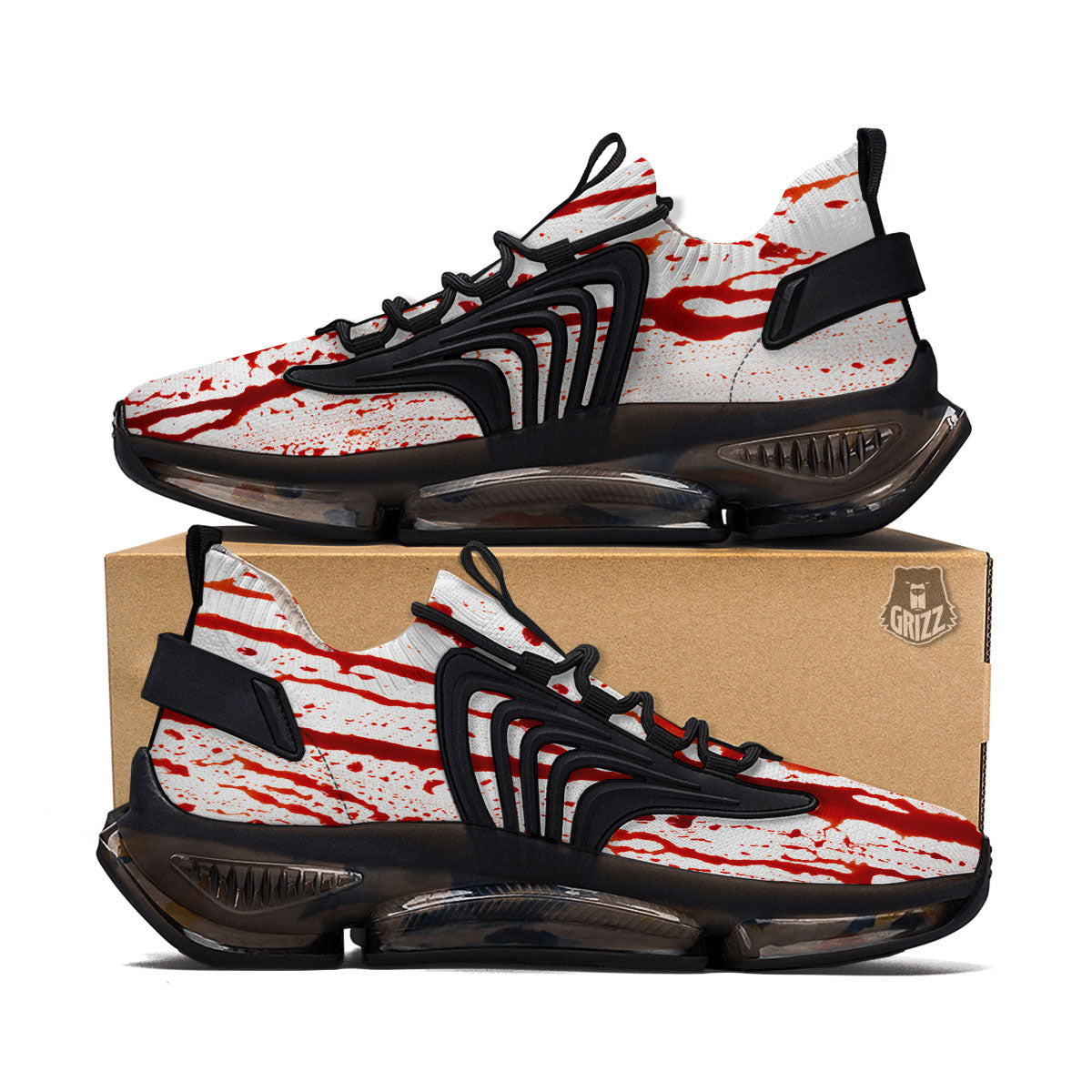 Blood Drip Print Black Gym Shoes-grizzshop