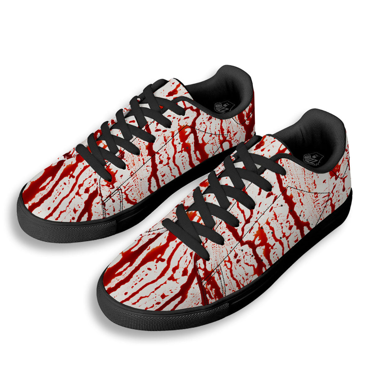 Blood Drip Print Black Low Top Sneakers-grizzshop