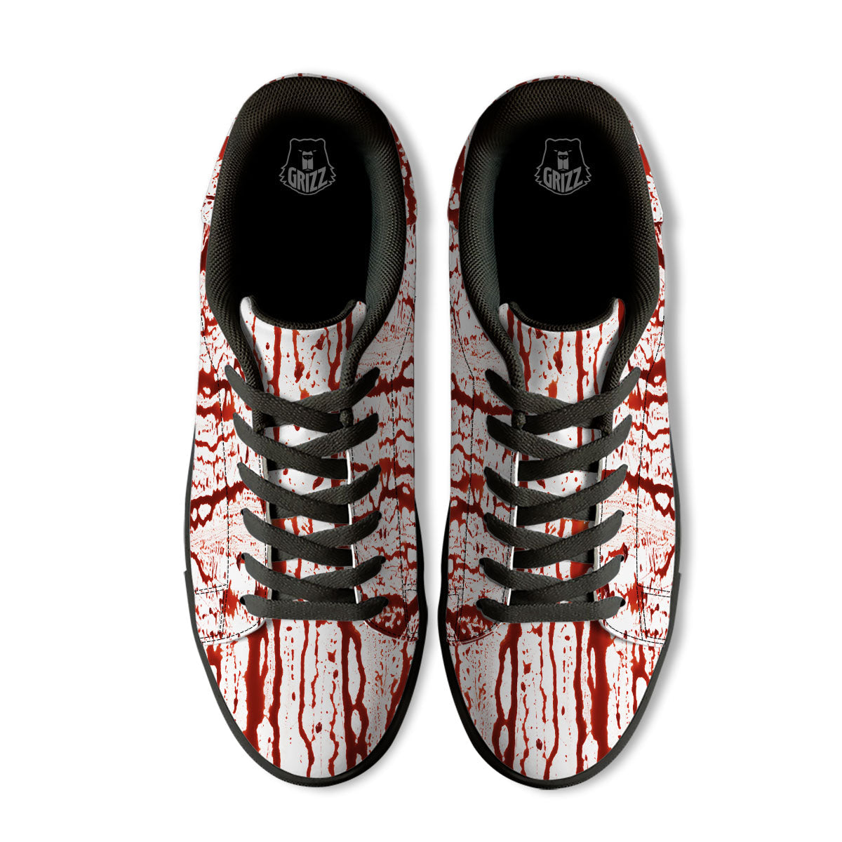 Blood Drip Print Black Low Top Sneakers-grizzshop