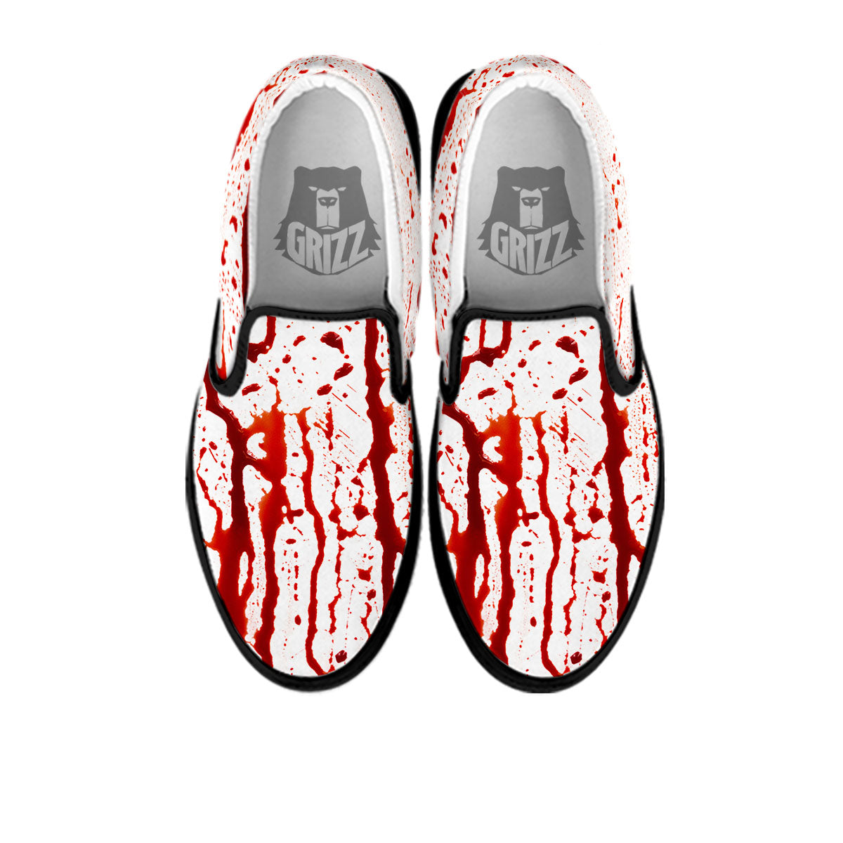 Blood Drip Print Black Slip On Shoes-grizzshop