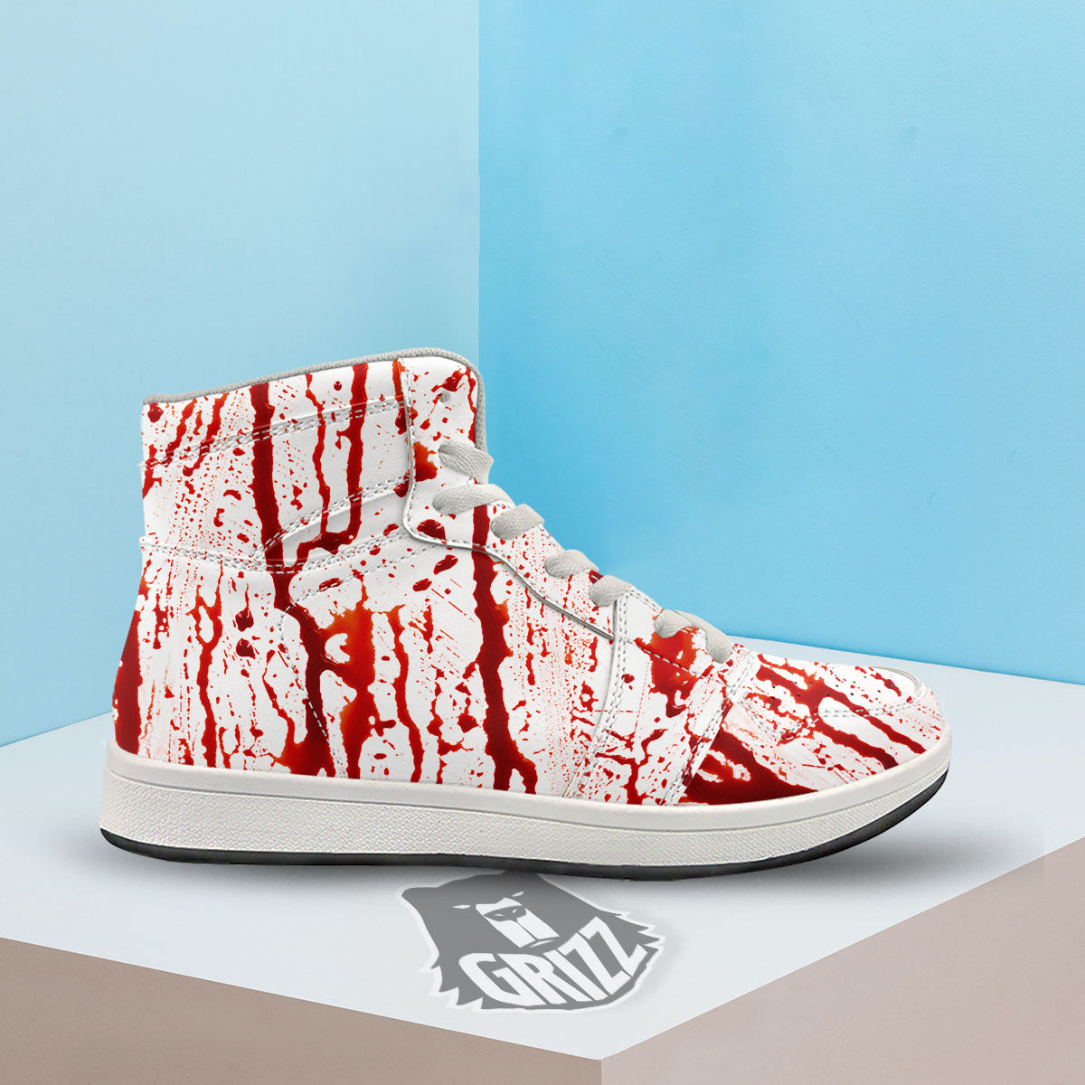 Blood Drip Print High Top Sneakers-grizzshop