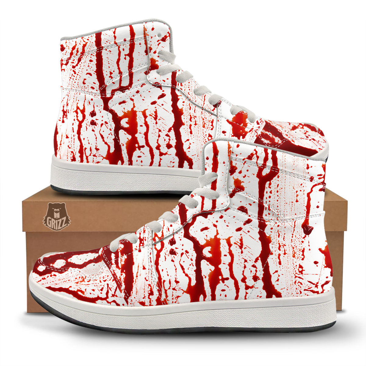 Blood Drip Print High Top Sneakers-grizzshop