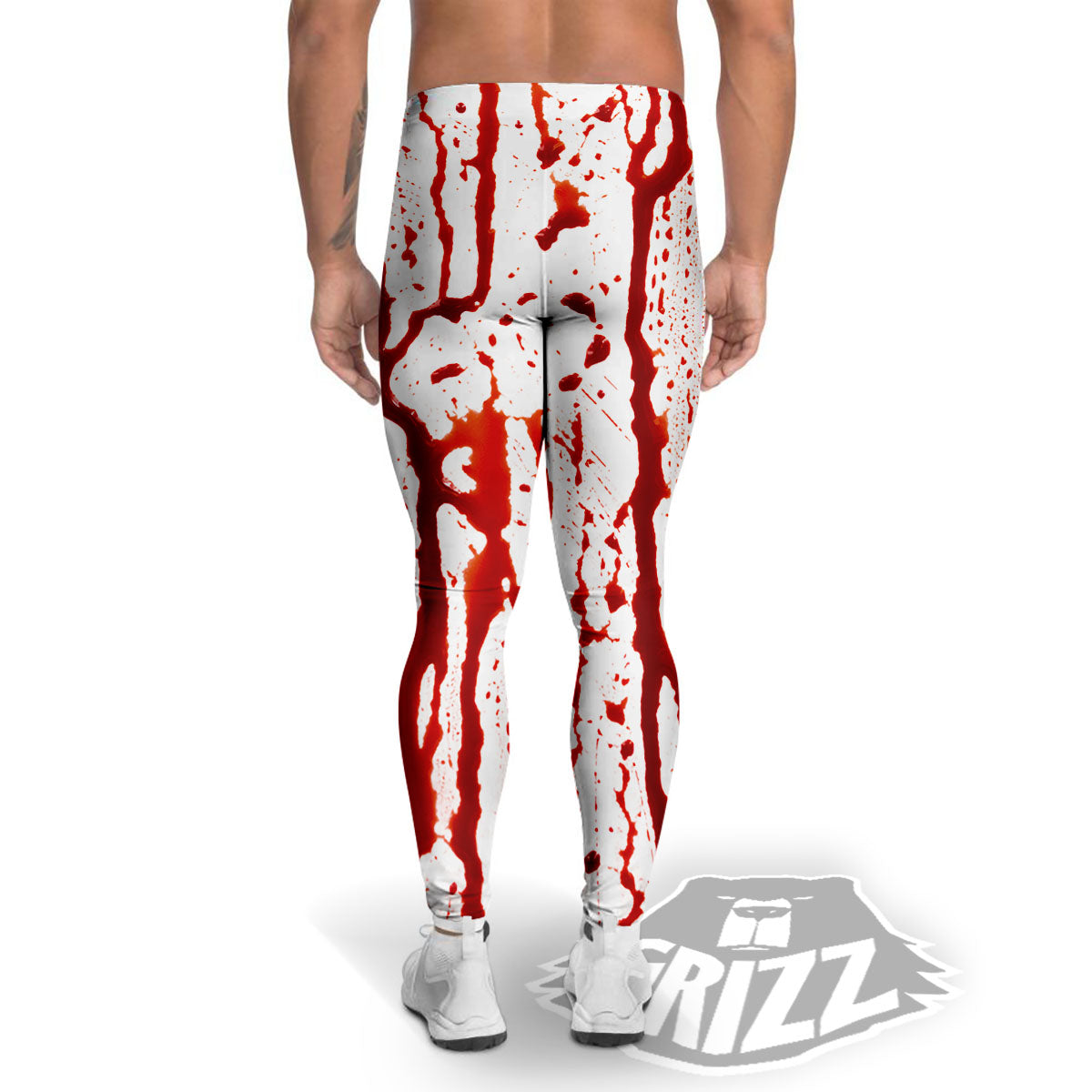 Blood Drip Print Men's Leggings-grizzshop