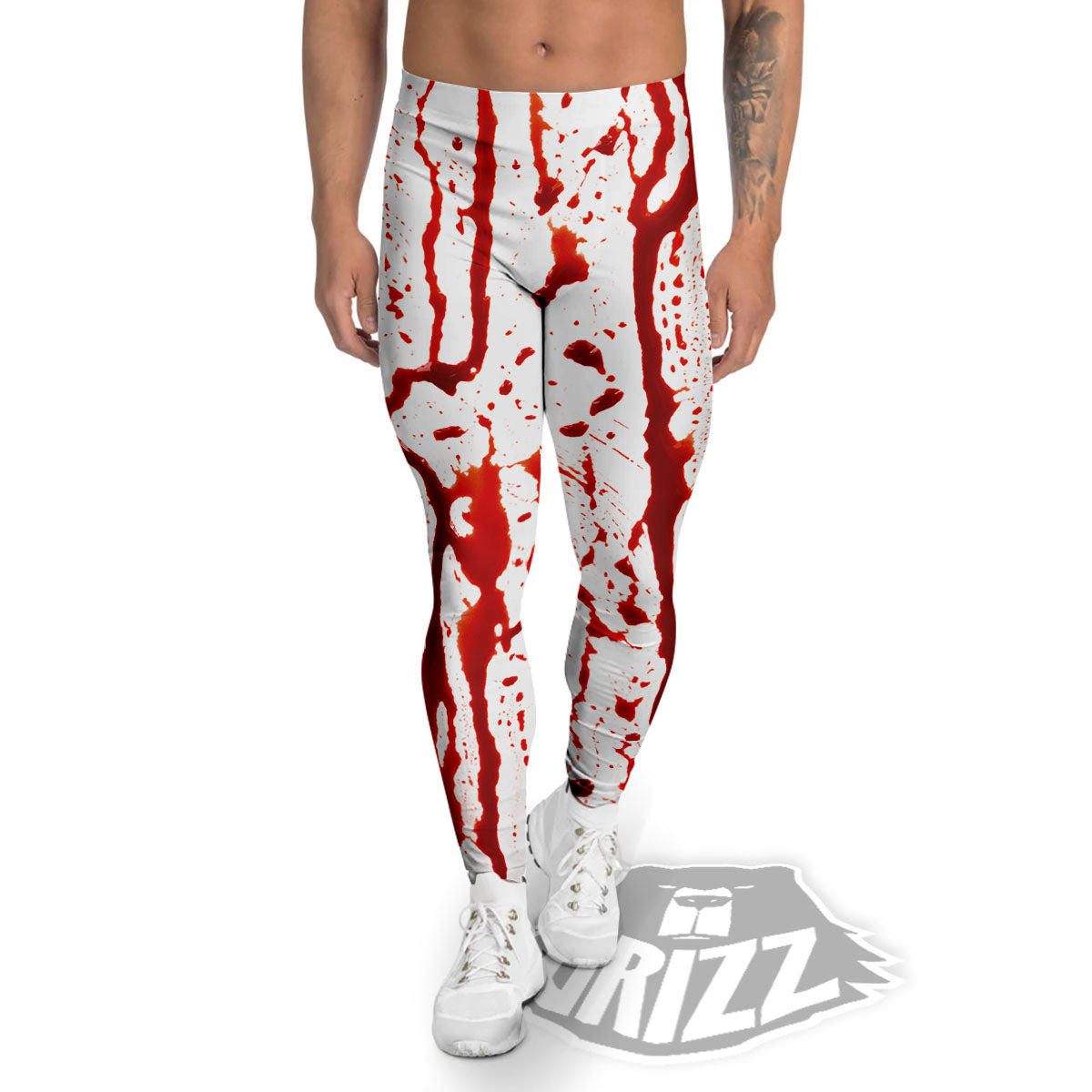 Blood Drip Print Men's Leggings-grizzshop