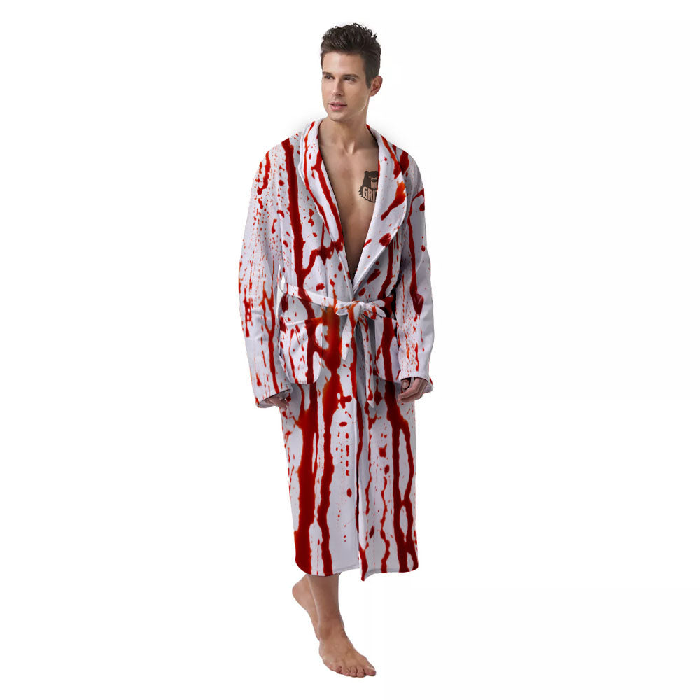 Blood Drip Print Men's Robe-grizzshop