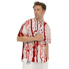 Blood Drip Print Men's Short Sleeve Shirts-grizzshop