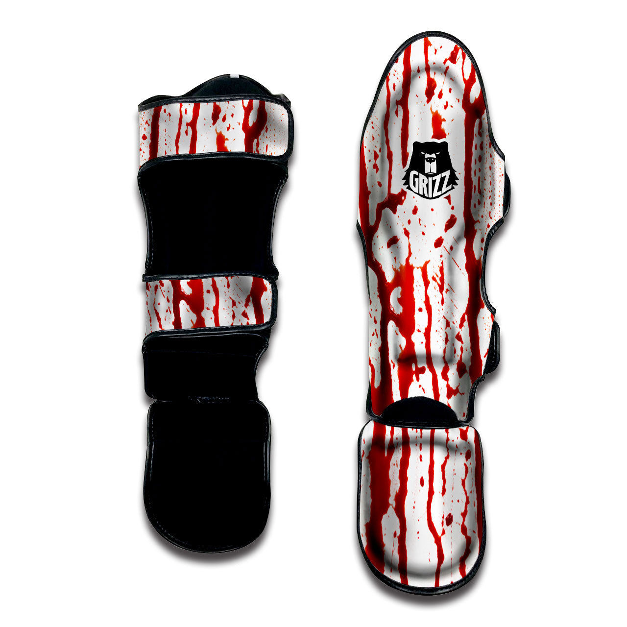 Blood Drip Print Muay Thai Shin Guards-grizzshop