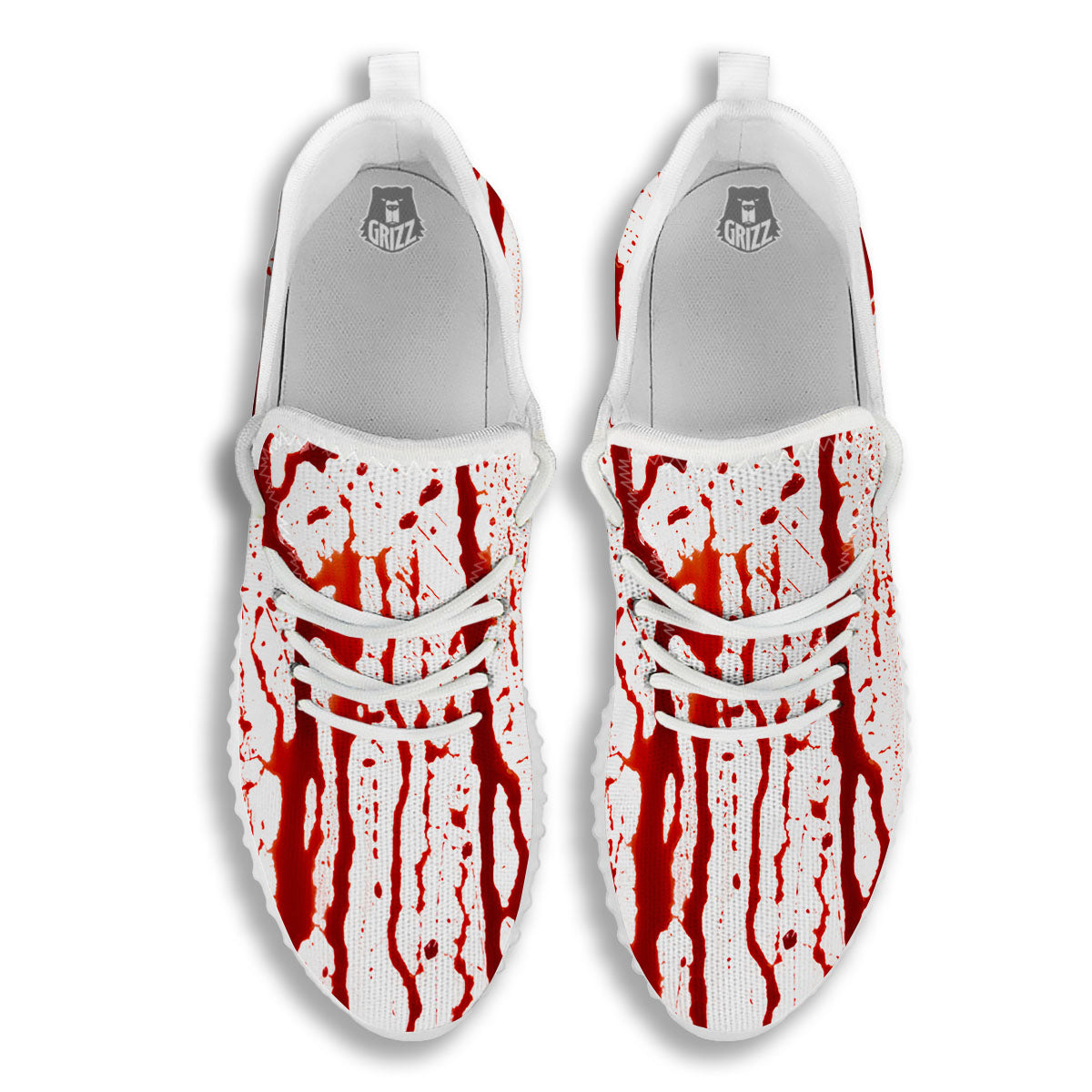 Blood Drip Print White Walking Shoes-grizzshop