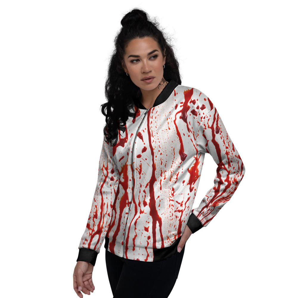 Blood Drip Print Women's Bomber Jacket-grizzshop