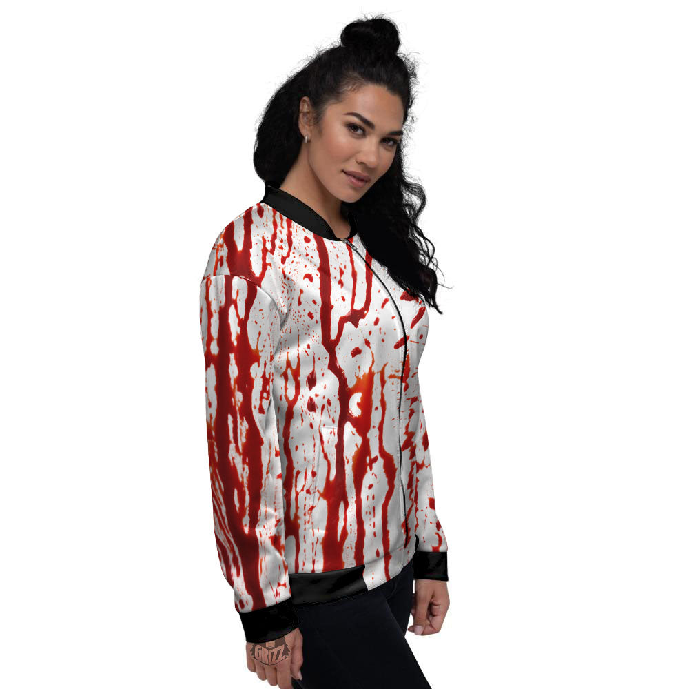 Blood Drip Print Women's Bomber Jacket-grizzshop