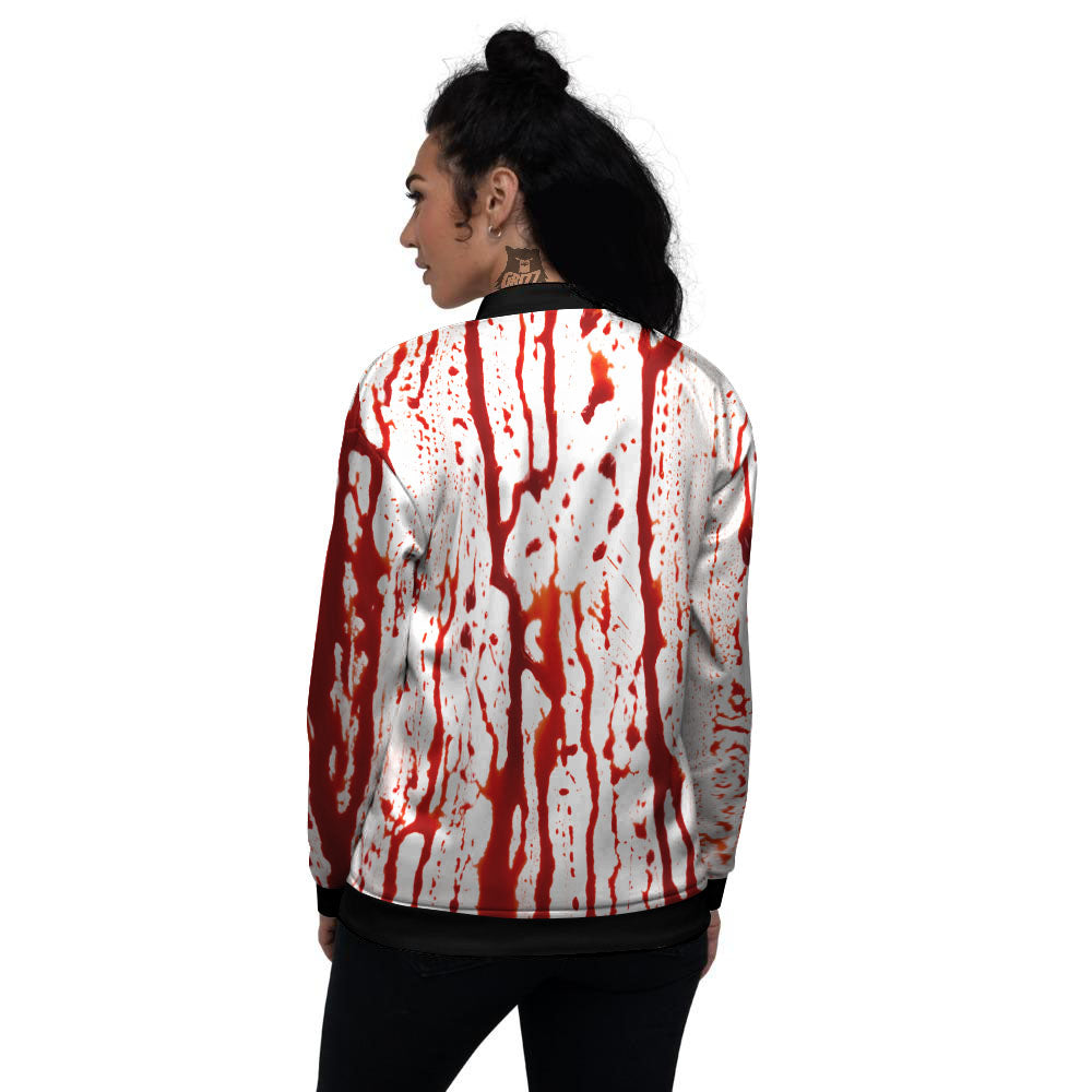 Blood Drip Print Women's Bomber Jacket-grizzshop
