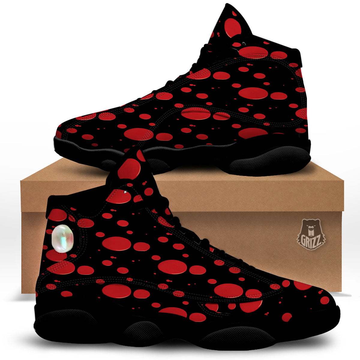 Blood Drop Red Print Pattern Black Basketball Shoes-grizzshop