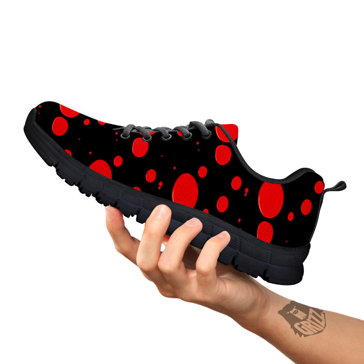 Blood Drop Red Print Pattern Black Sneaker-grizzshop