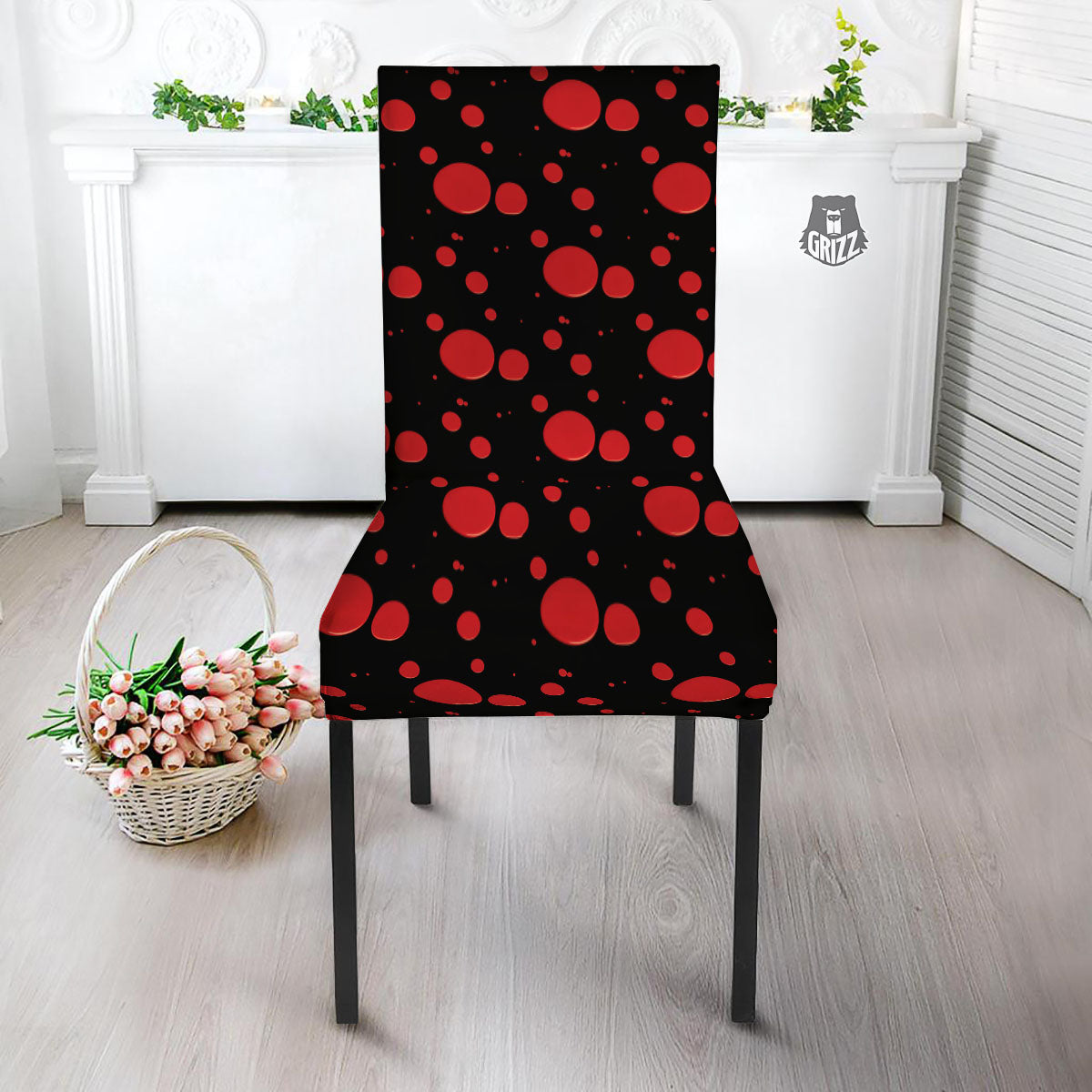 Blood Drop Red Print Pattern Dining Chair Slipcover-grizzshop