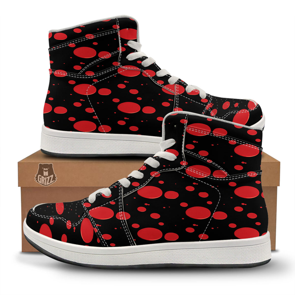 Blood Drop Red Print Pattern High Top Sneakers-grizzshop