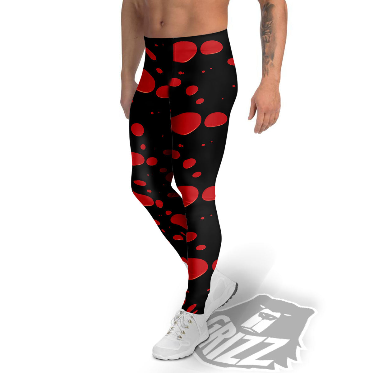 Blood Drop Red Print Pattern Men's Leggings-grizzshop