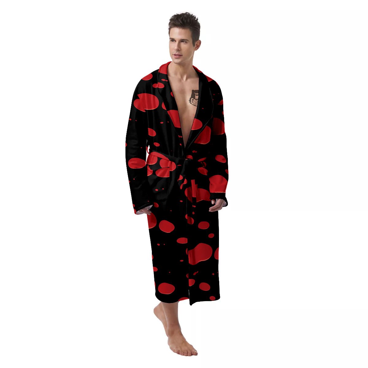 Blood Drop Red Print Pattern Men's Robe-grizzshop