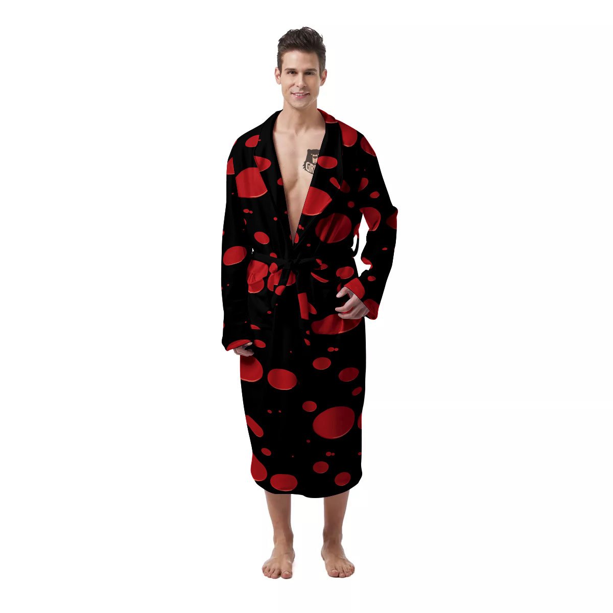 Blood Drop Red Print Pattern Men's Robe-grizzshop
