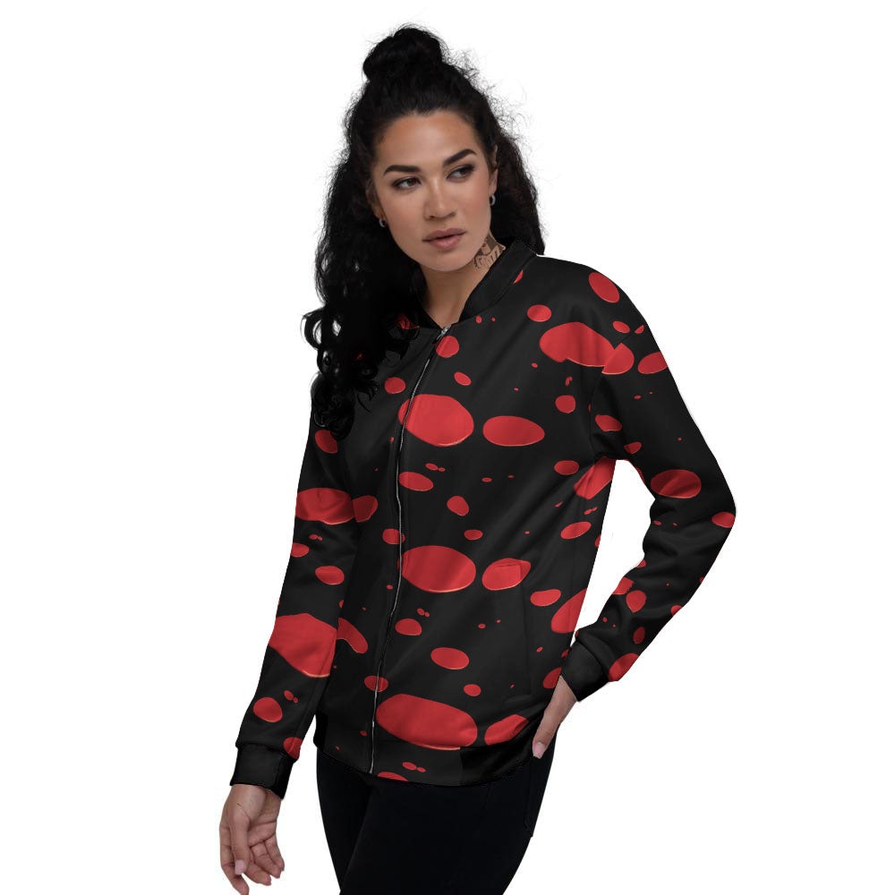 Blood Drop Red Print Pattern Women's Bomber Jacket-grizzshop
