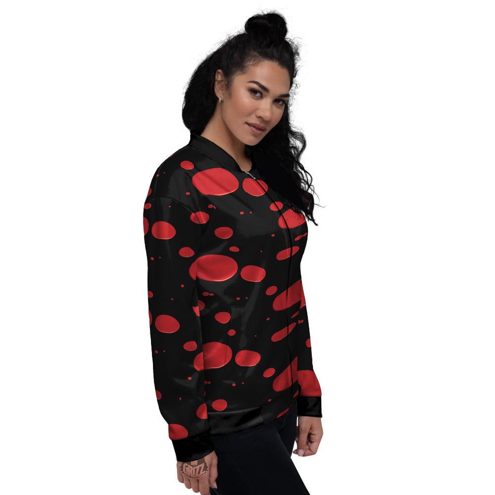 Blood Drop Red Print Pattern Women's Bomber Jacket-grizzshop