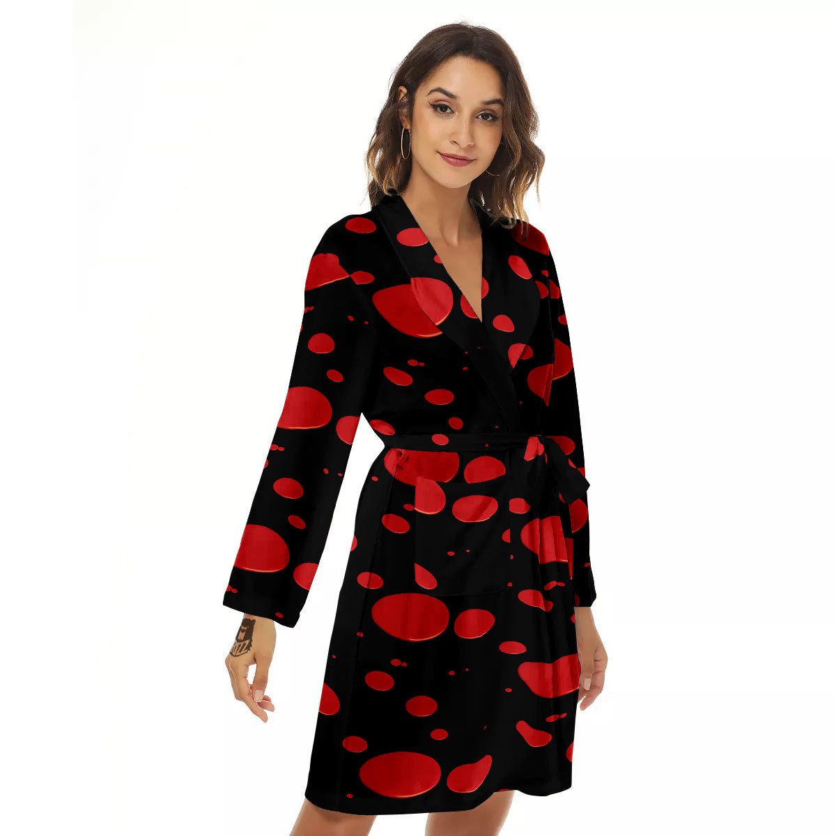 Blood Drop Red Print Pattern Women's Robe-grizzshop