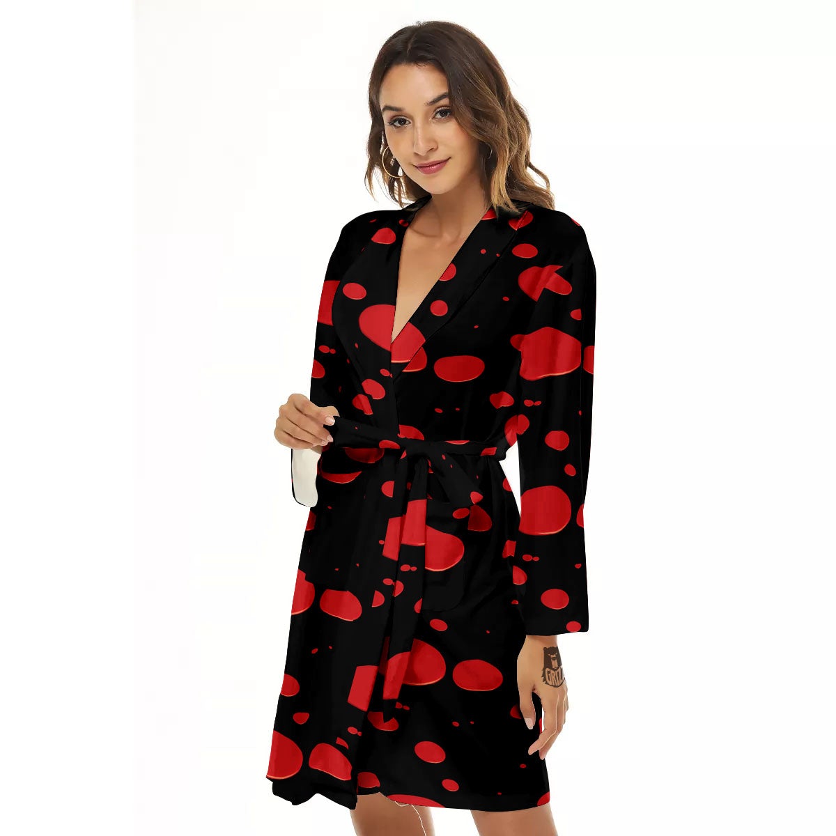 Blood Drop Red Print Pattern Women's Robe-grizzshop