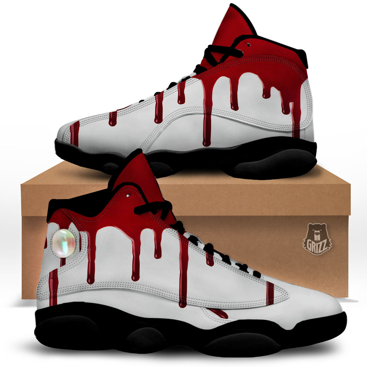Blood Flowing Red Print Black Basketball Shoes-grizzshop