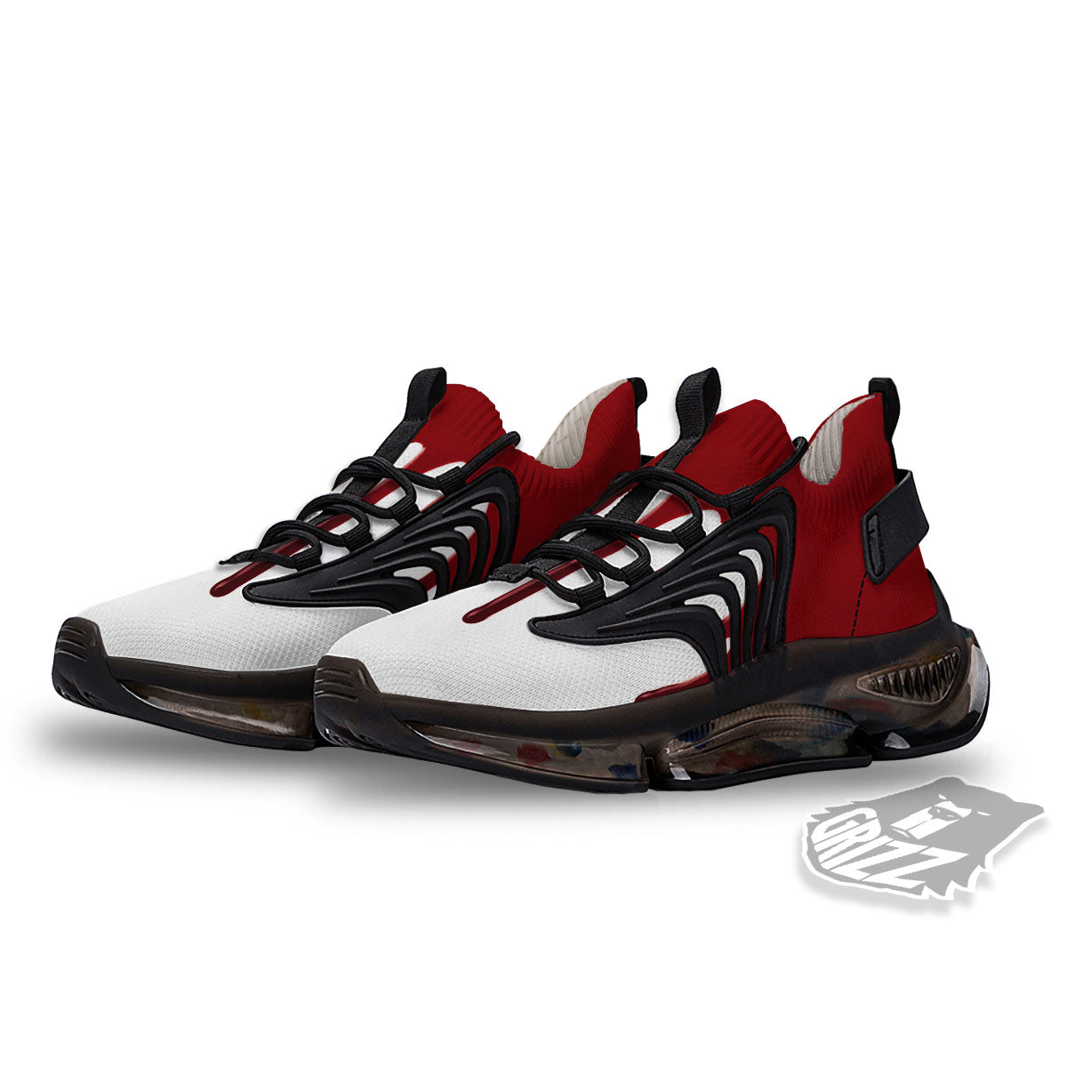 Blood Flowing Red Print Black Gym Shoes-grizzshop