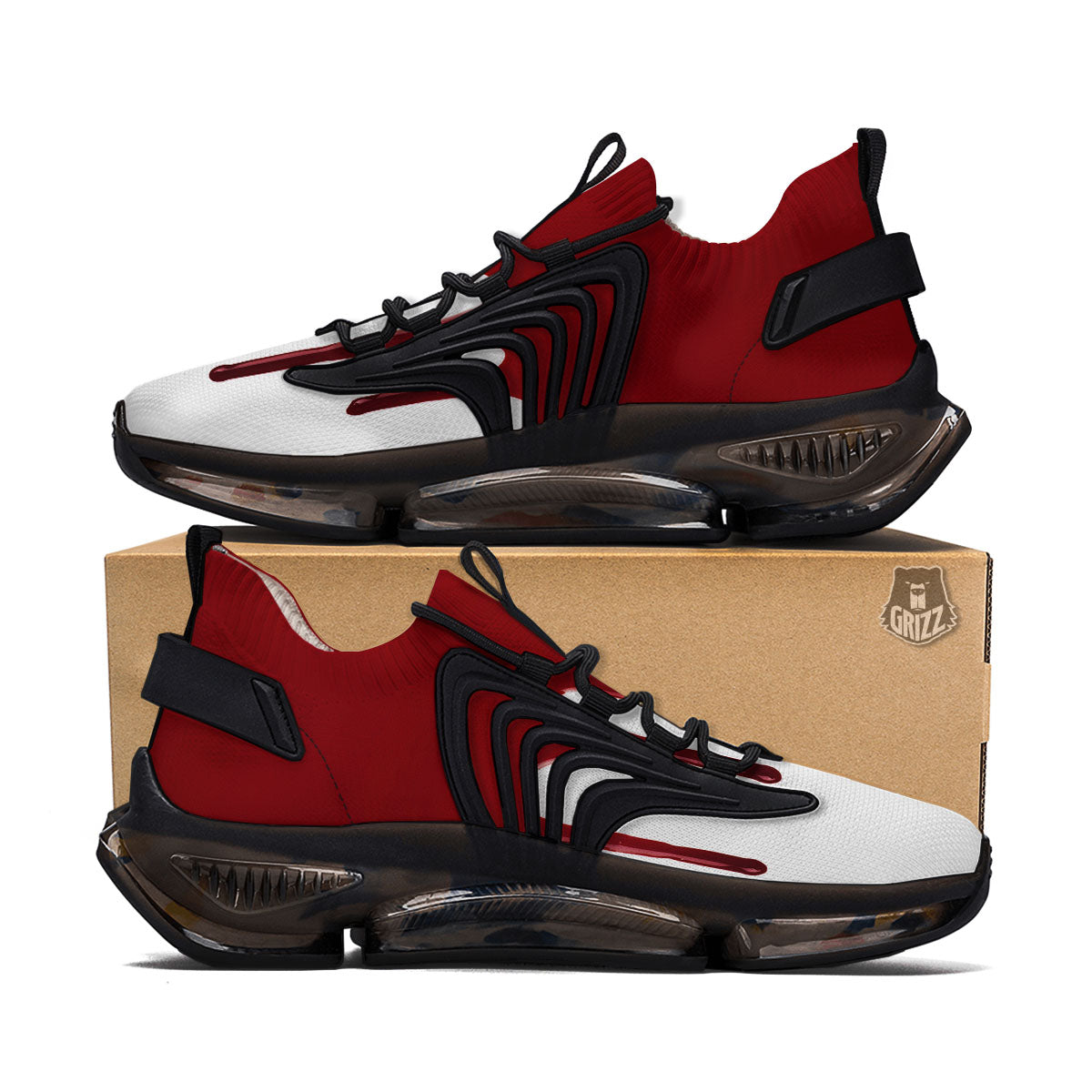 Blood Flowing Red Print Black Gym Shoes-grizzshop