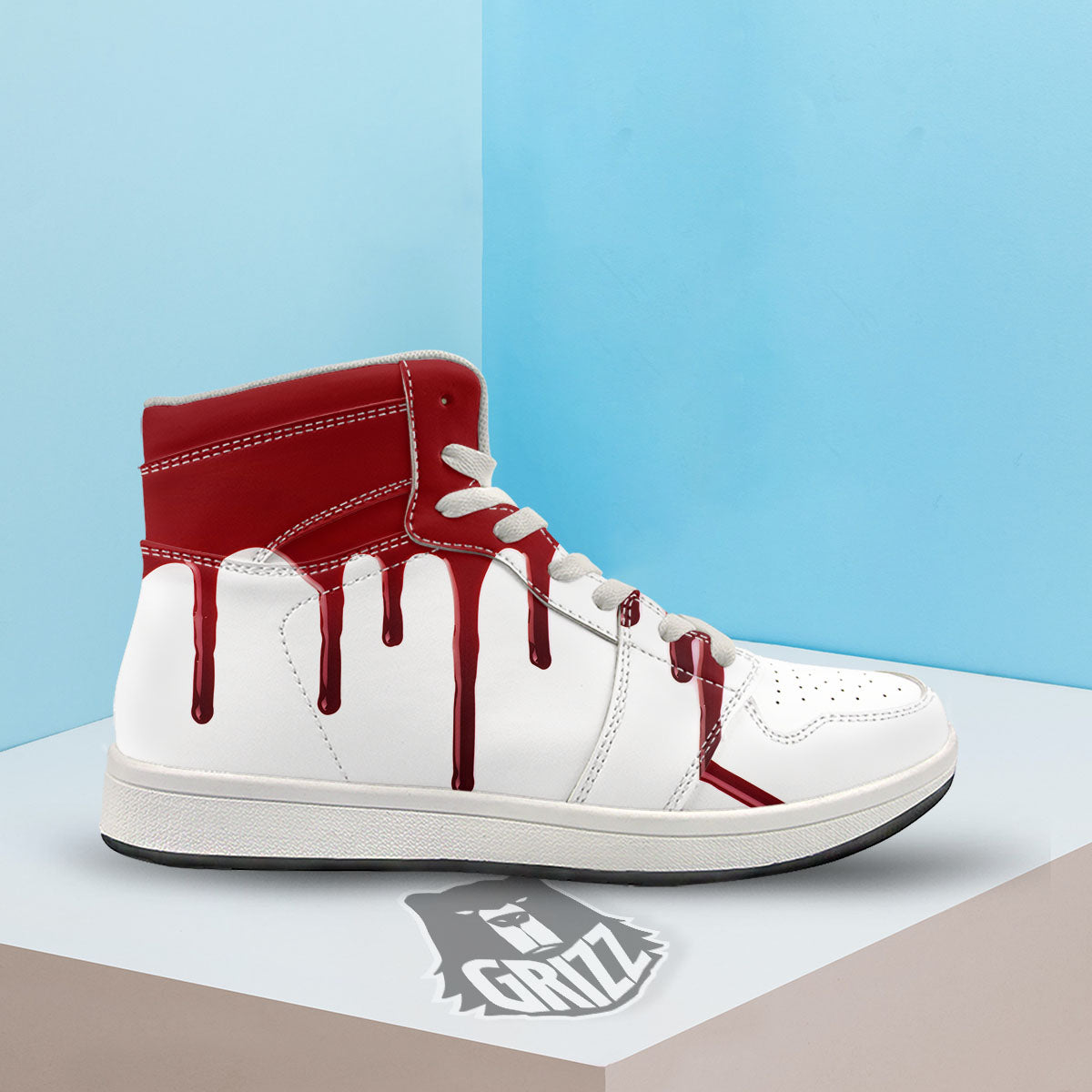 Blood Flowing Red Print High Top Sneakers-grizzshop