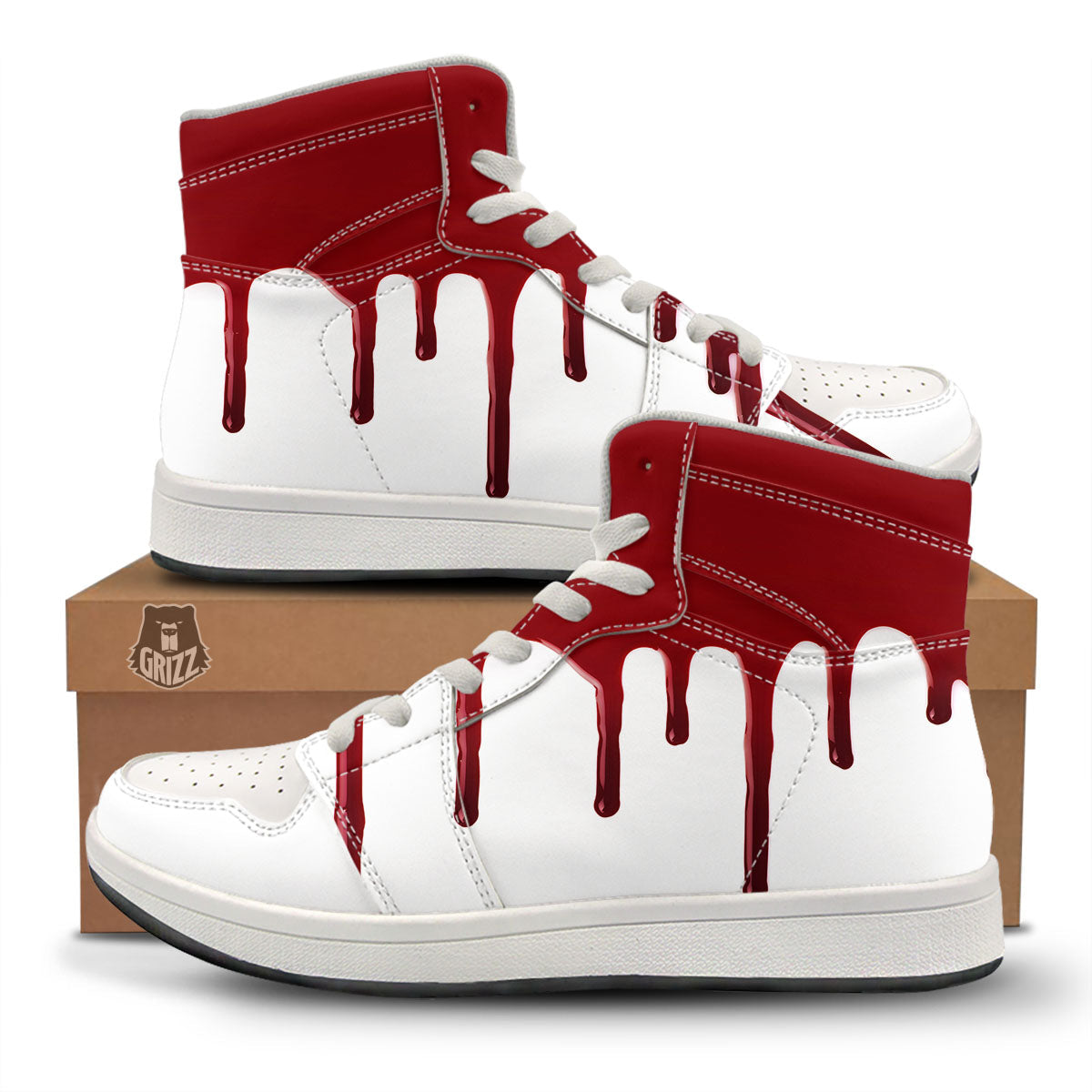 Blood Flowing Red Print High Top Sneakers-grizzshop