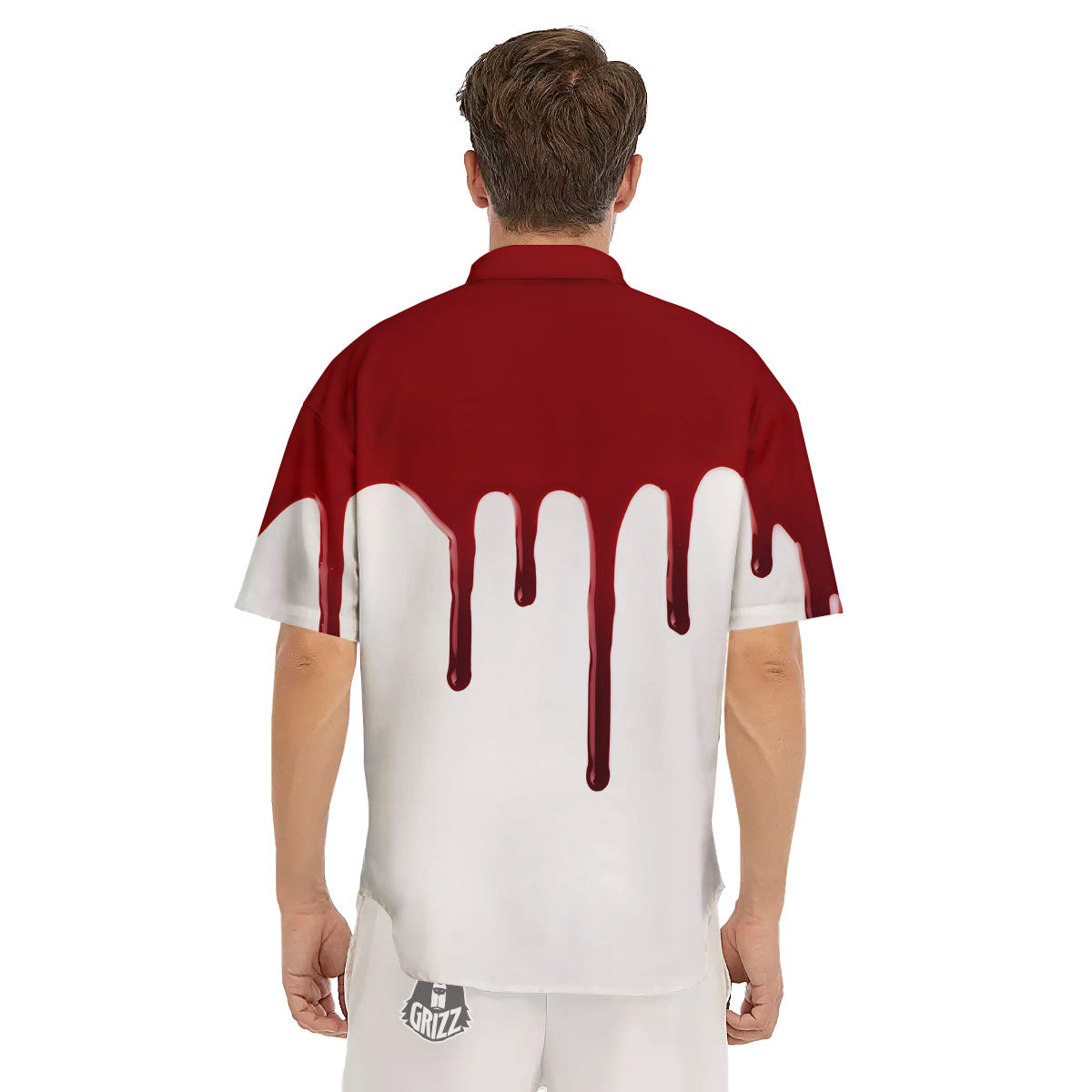 Blood Flowing Red Print Men's Short Sleeve Shirts-grizzshop