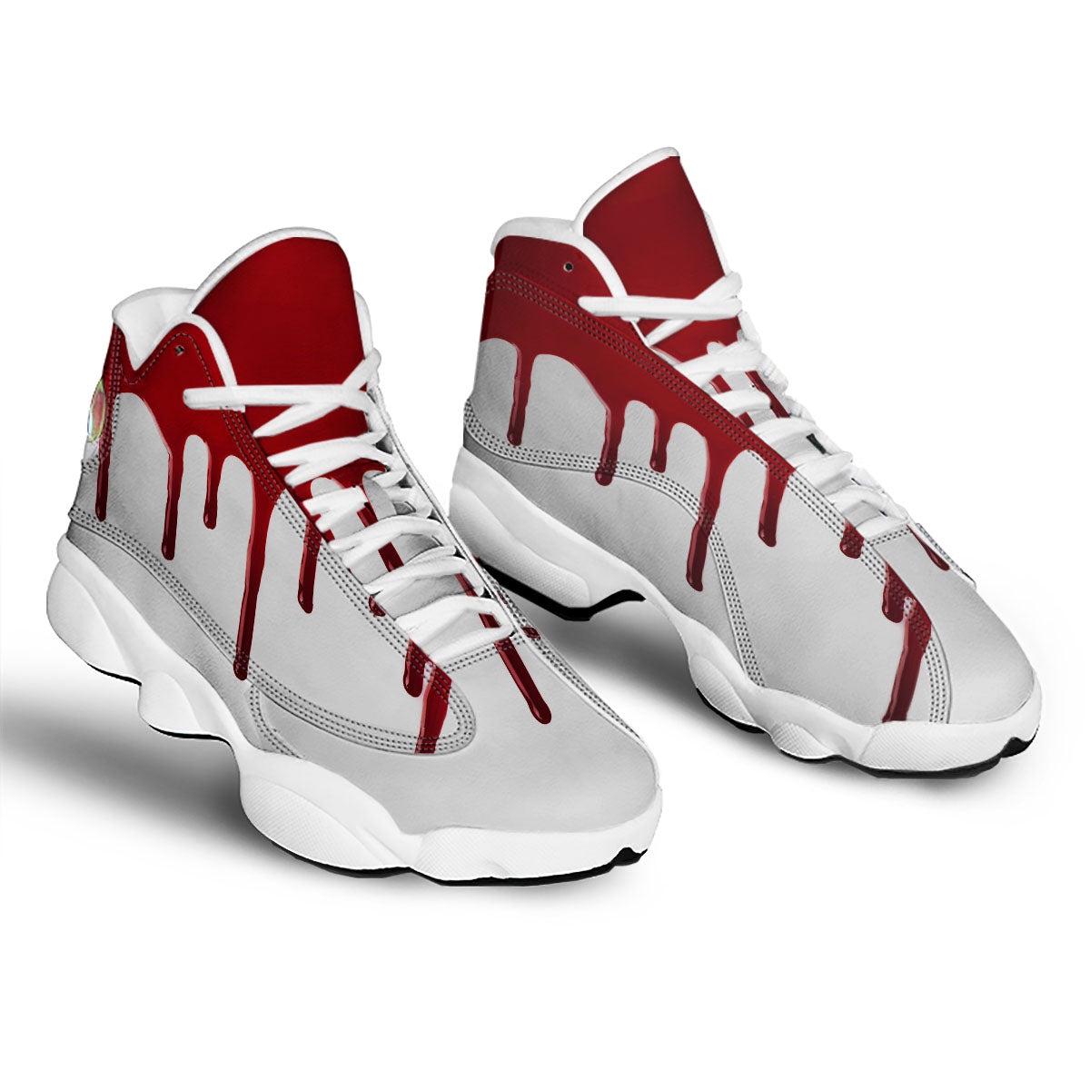 Blood Flowing Red Print White Basketball Shoes-grizzshop