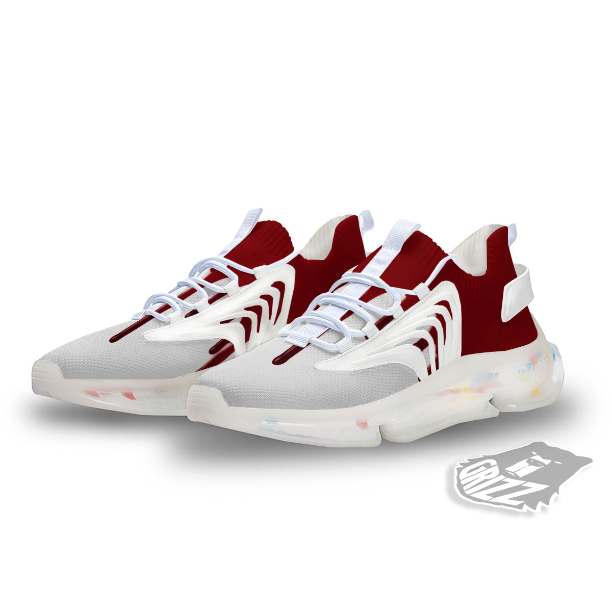 Blood Flowing Red Print White Gym Shoes-grizzshop
