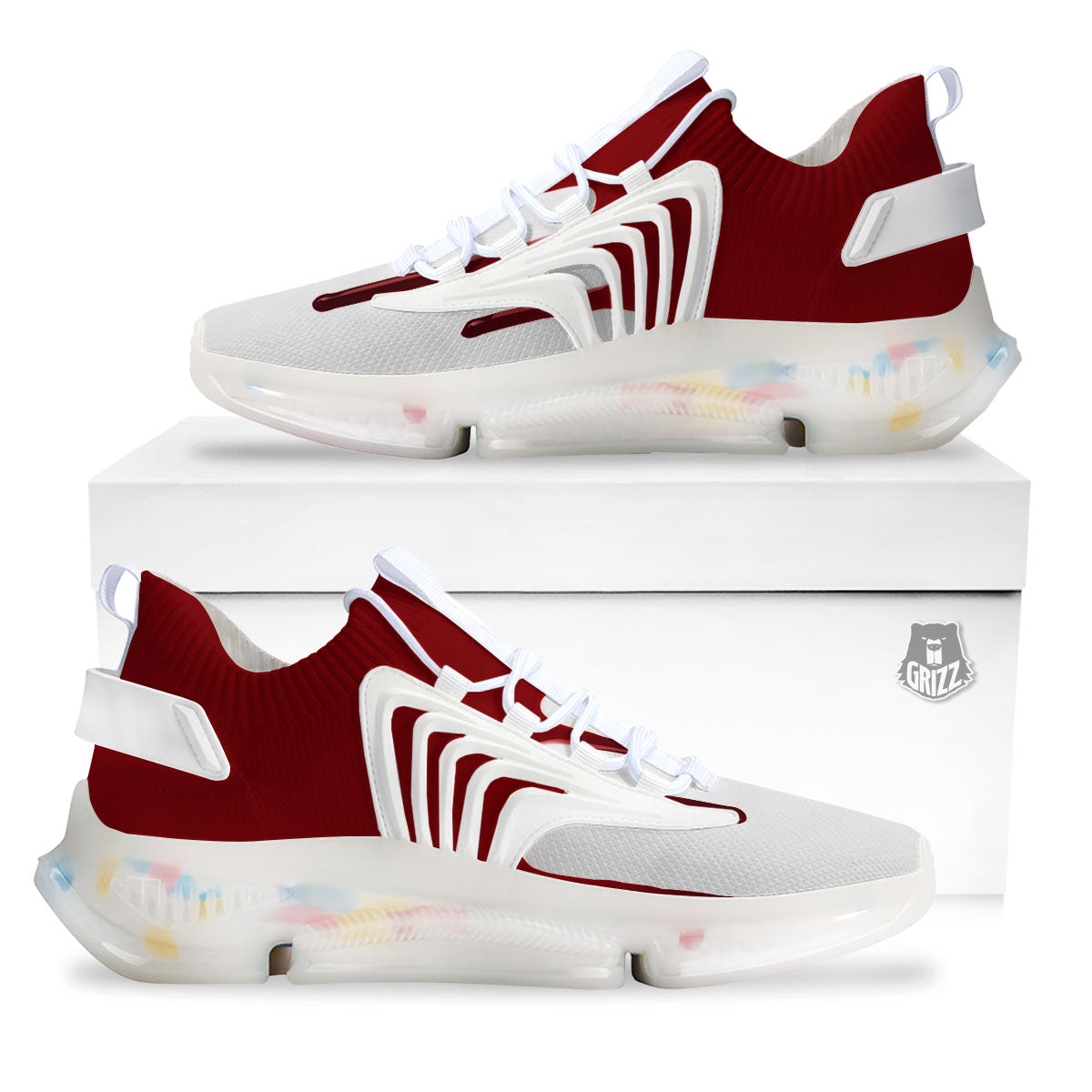 Blood Flowing Red Print White Gym Shoes-grizzshop