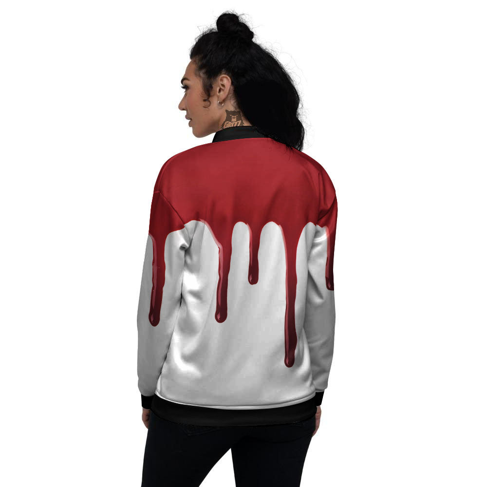 Blood Flowing Red Print Women's Bomber Jacket-grizzshop