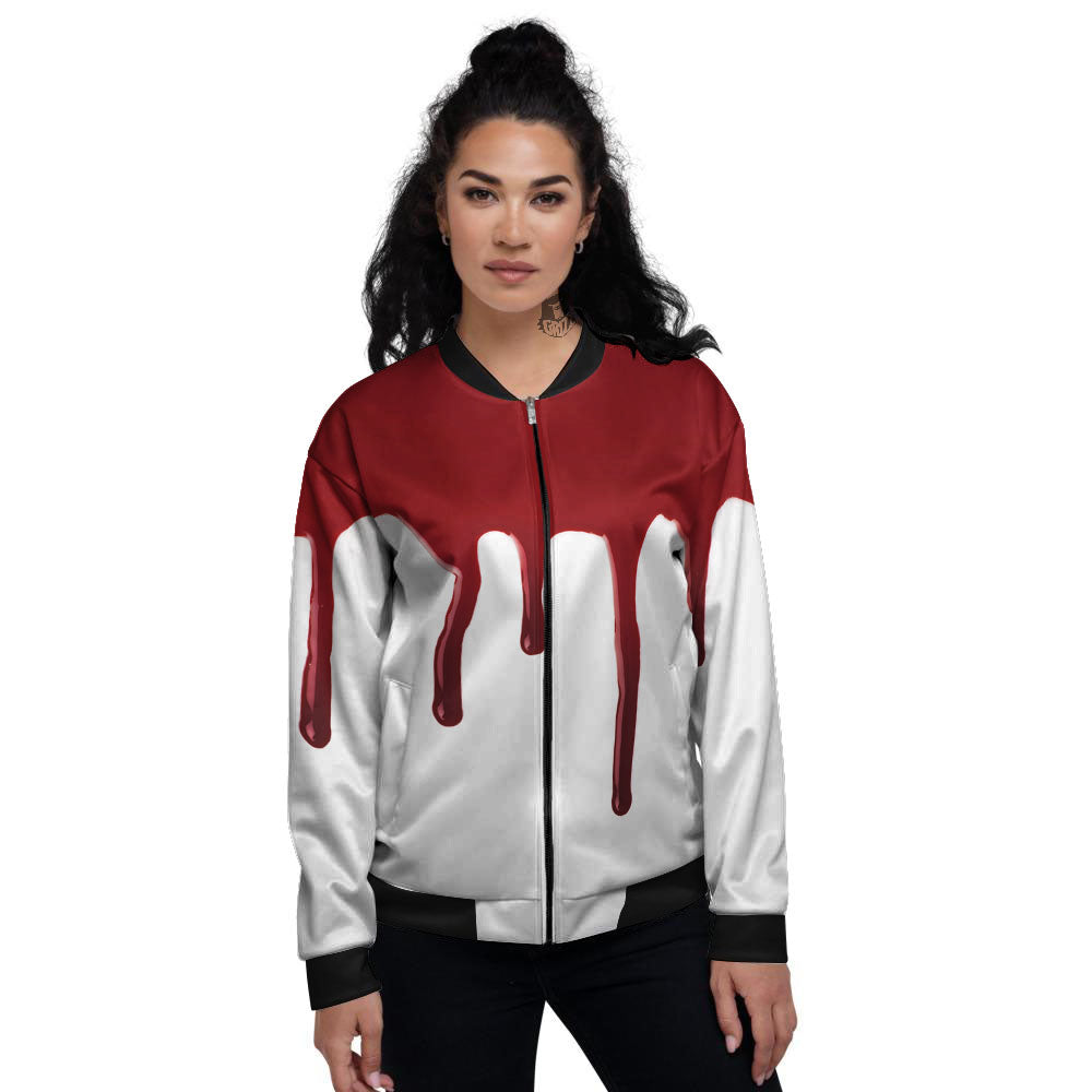 Blood Flowing Red Print Women's Bomber Jacket-grizzshop