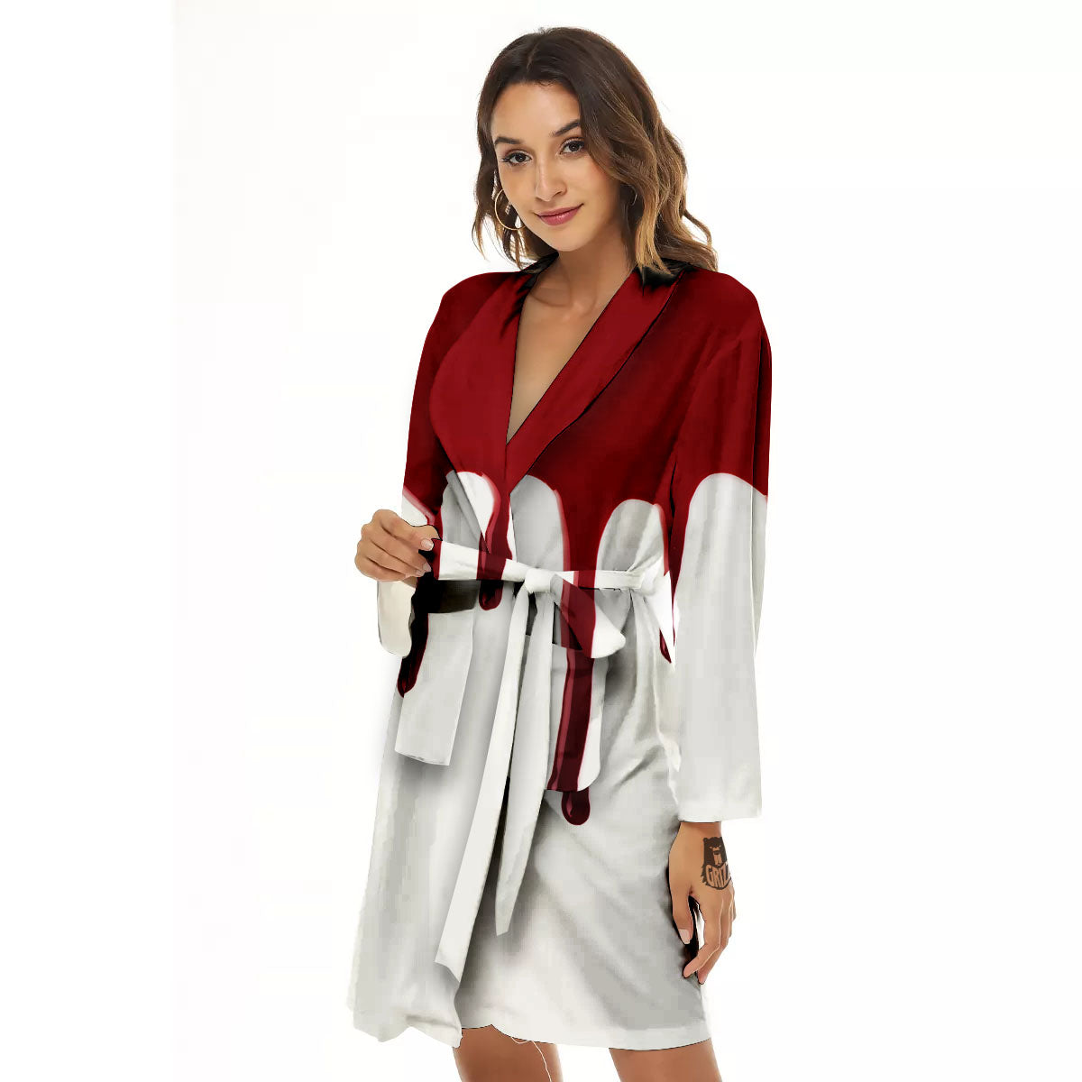 Blood Flowing Red Print Women's Robe-grizzshop