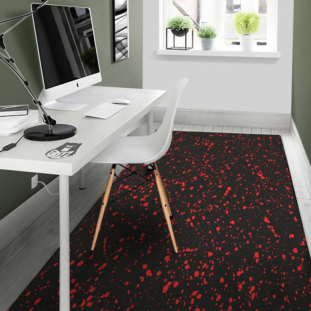 Blood Red Print Pattern Floor Mat-grizzshop