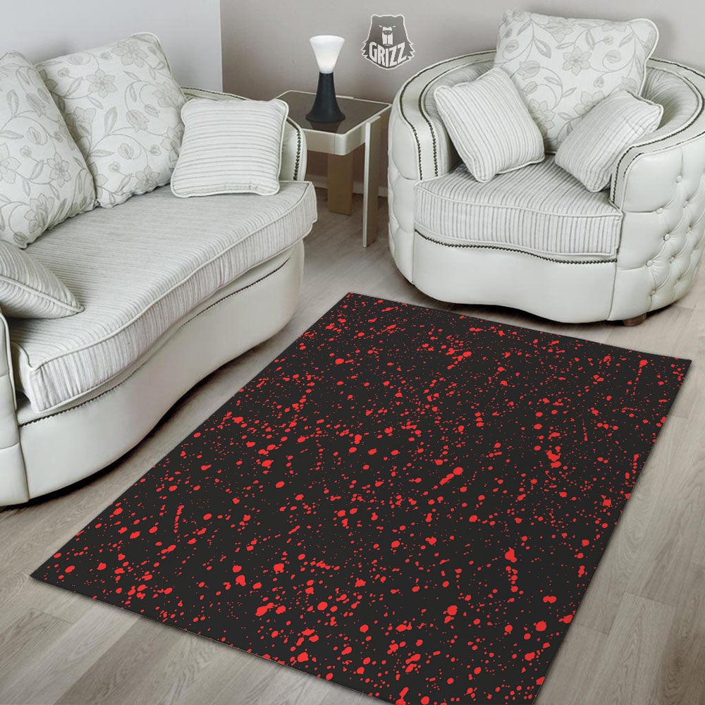 Blood Red Print Pattern Floor Mat-grizzshop
