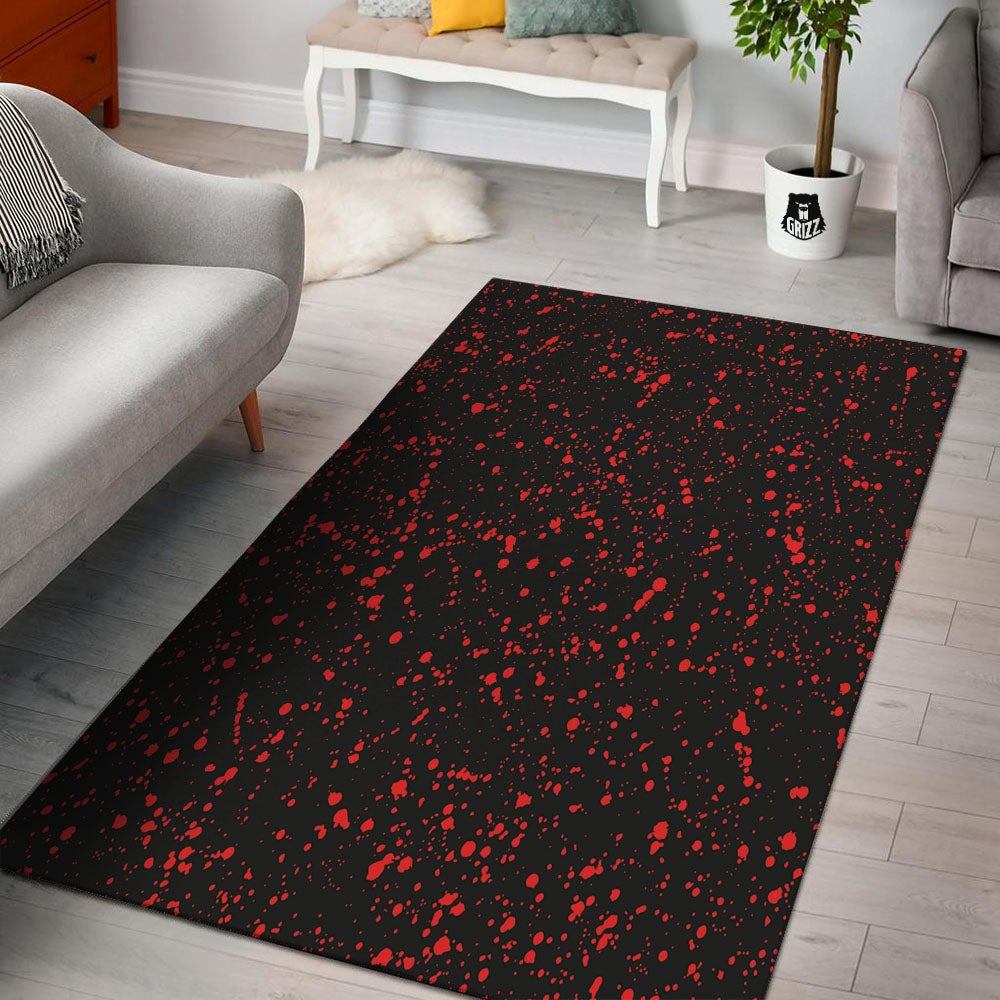 Blood Red Print Pattern Floor Mat-grizzshop