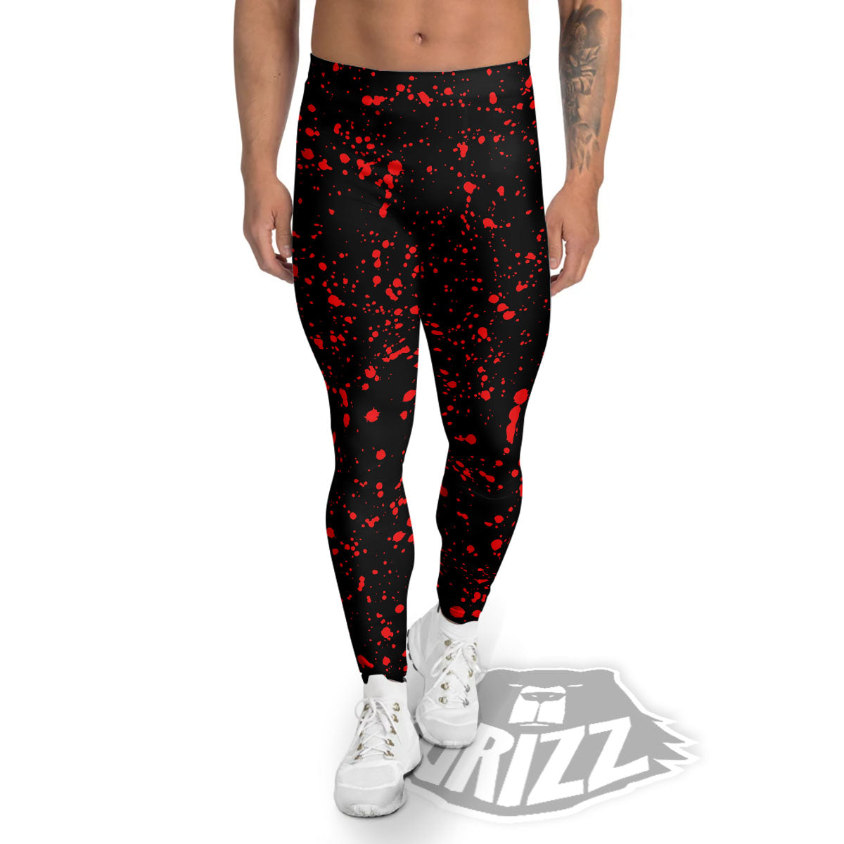 Blood Red Print Pattern Men's Leggings-grizzshop