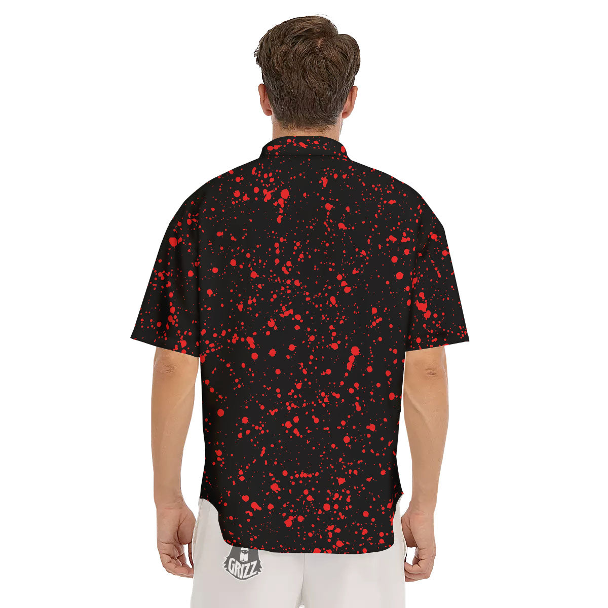 Blood Red Print Pattern Men's Short Sleeve Shirts-grizzshop